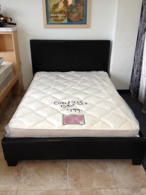 Full Size Leather Platform Bed With Mattress Only $499