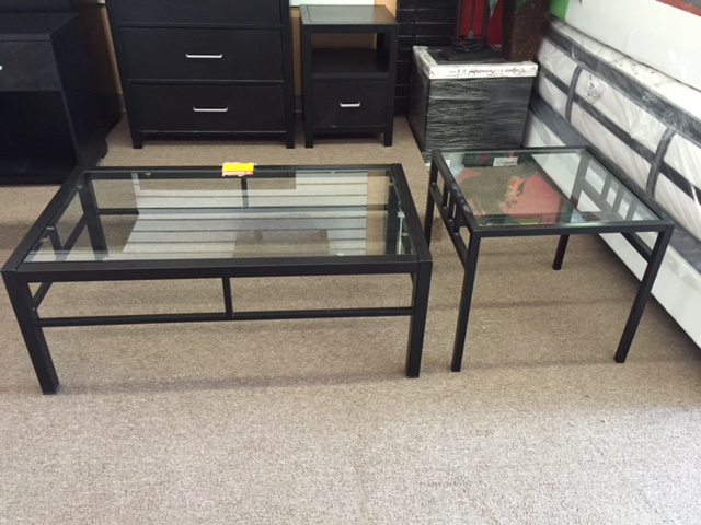 Gently used glass coffee table with matching nightstand only $49